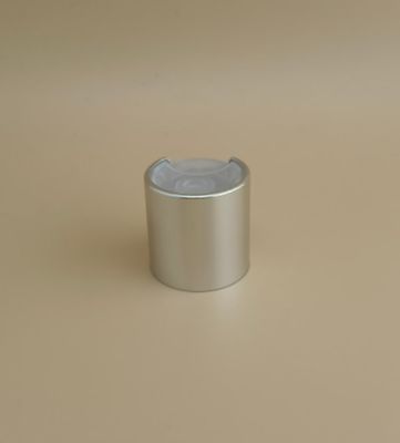 Tutup Bulat Halus Aluminium-Plastik Berwarna Perak dengan Tombol Bening untuk Botol Perawatan Kulit