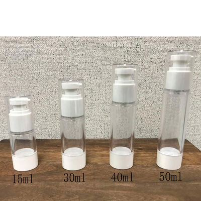 Ramah lingkungan 15ml 30ml 45ml 50ml transparan kosong PP Plastik kemasan kosmetik wadah serum lotion pompa tanpa udara botol
