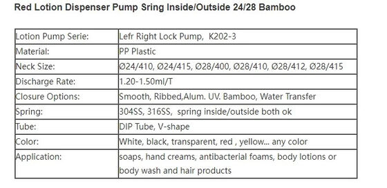 Pompa Dispenser Lotion Bambu 24mm Plastik Multi Fungsi Warna Merah K202-3