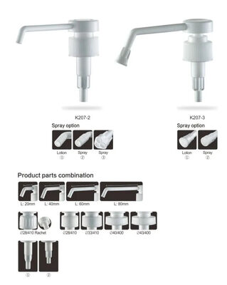 Pump Dispenser Lotion Putih Non Spill anti bocor dengan Nozzle Panjang K207-3