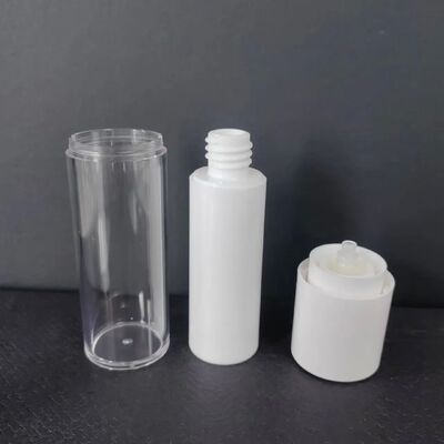 Botol lotion plastik ABS vakum transparan 30 ml kosong dengan tutup pompa tanpa udara putih