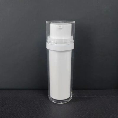 Botol lotion plastik ABS vakum transparan 30 ml kosong dengan tutup pompa tanpa udara putih