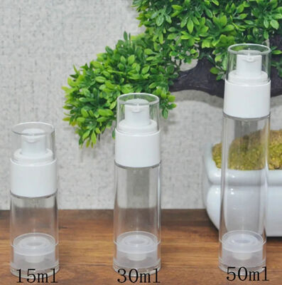 Botol Pompa Plastik Tanpa Udara Perak Silinderik PP dengan Botol Pompa Lotion Populer 5ml 15ml 20ml 30ml
