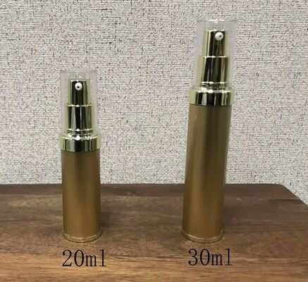 Botol Pompa Plastik Tanpa Udara Perak Silinderik PP dengan Botol Pompa Lotion Populer 5ml 15ml 20ml 30ml