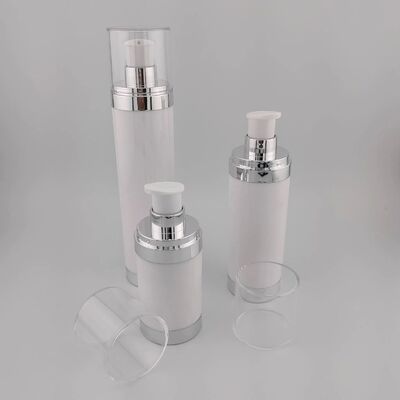 15ml 30ml 50ml AS bulat transparan botol airless hitam kustom serum lotion botol pompa airless