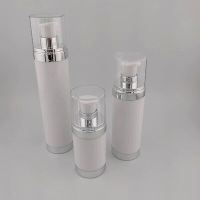 15ml 30ml 50ml AS bulat transparan botol airless hitam kustom serum lotion botol pompa airless