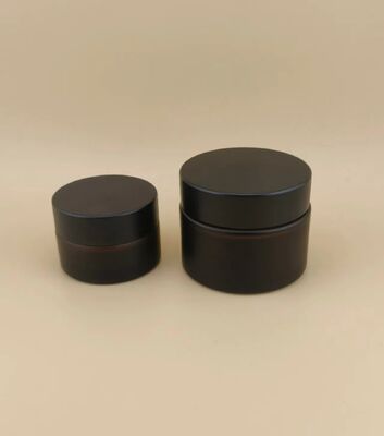 Desain bagus Black Glass Cream Jar dengan tutup sekrup untuk lotion