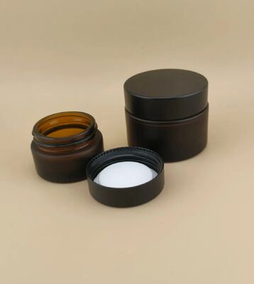 Desain bagus Black Glass Cream Jar dengan tutup sekrup untuk lotion
