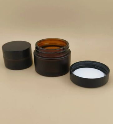 Desain bagus Black Glass Cream Jar dengan tutup sekrup untuk lotion