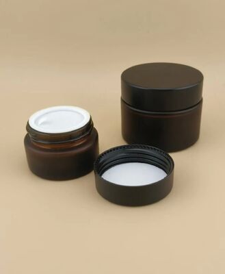 Desain bagus Black Glass Cream Jar dengan tutup sekrup untuk lotion