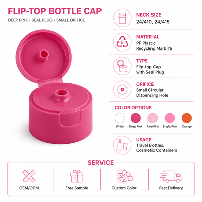 Desain Baru Tutup Flip Top Plastik 24mm 24-410 Tutup Botol Gel Mandi