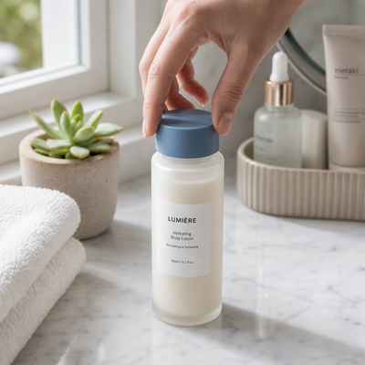 Cap Matte Lempeng Plastik Biru Abu-Abu Untuk Botol Kosmetik