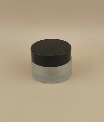 Botol Krim Kaca Ribbed Jelas dengan Tutup Sekrup Hitam untuk Lotion Wanita
