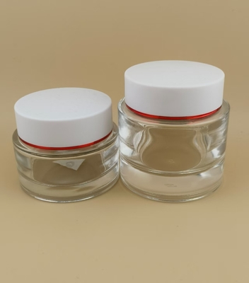Toples Krim Kaca Bening dengan Tutup Ulir Putih untuk Losion Wanita
