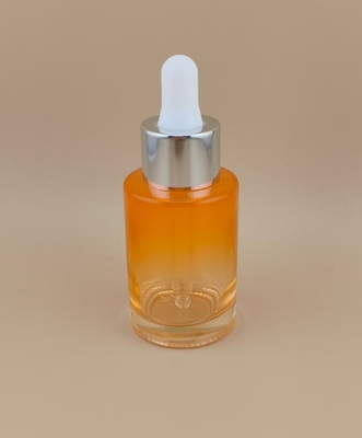 Perubahan Bertahap Jelas Oranye Halus Botol Tetes Kaca Bulat K-GBL30 Desain Untuk Losion