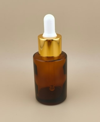 Botol Dropper Bulat Halus Cokelat Bening Desain Kustom K-GBL30 Untuk Esens