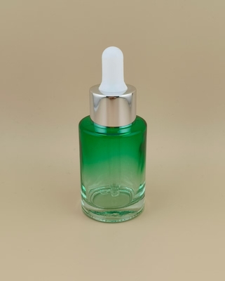 Desain Baru Jelas Perubahan bertahap Hijau Gelap halus Botol Dropper Bulat K-GBL30 untuk Essence