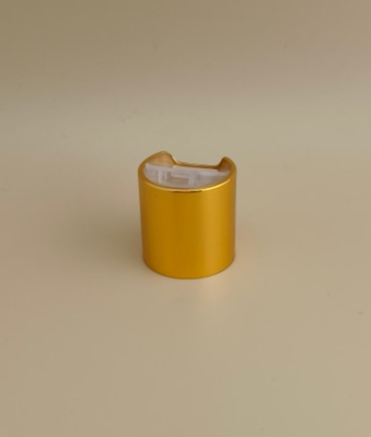 Kuning Aluminium-Plastik Bulat Tutup halus dengan Tombol Jelas untuk Botol Perawatan Kulit